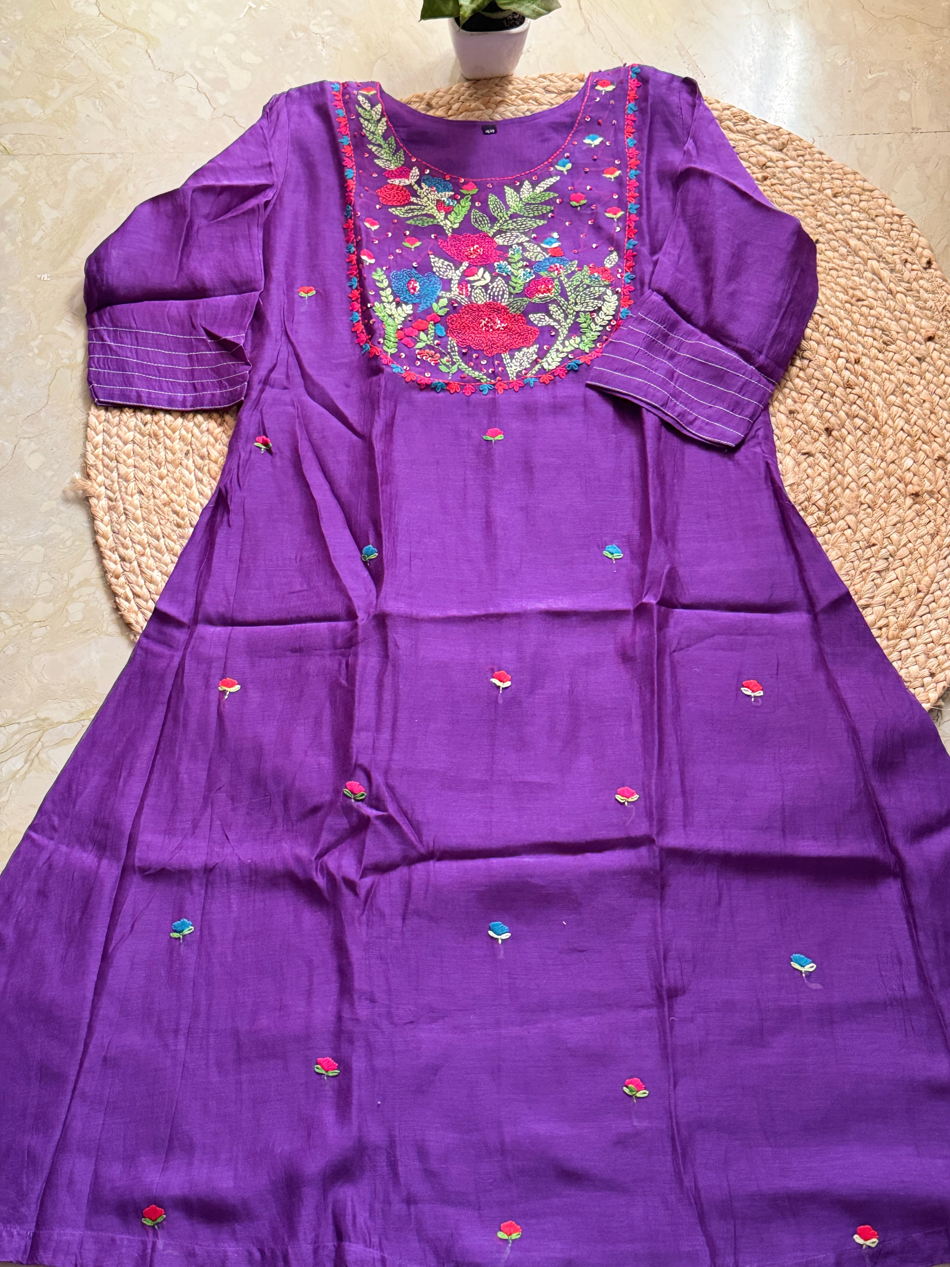 Pure mul chanderi cotton kurta