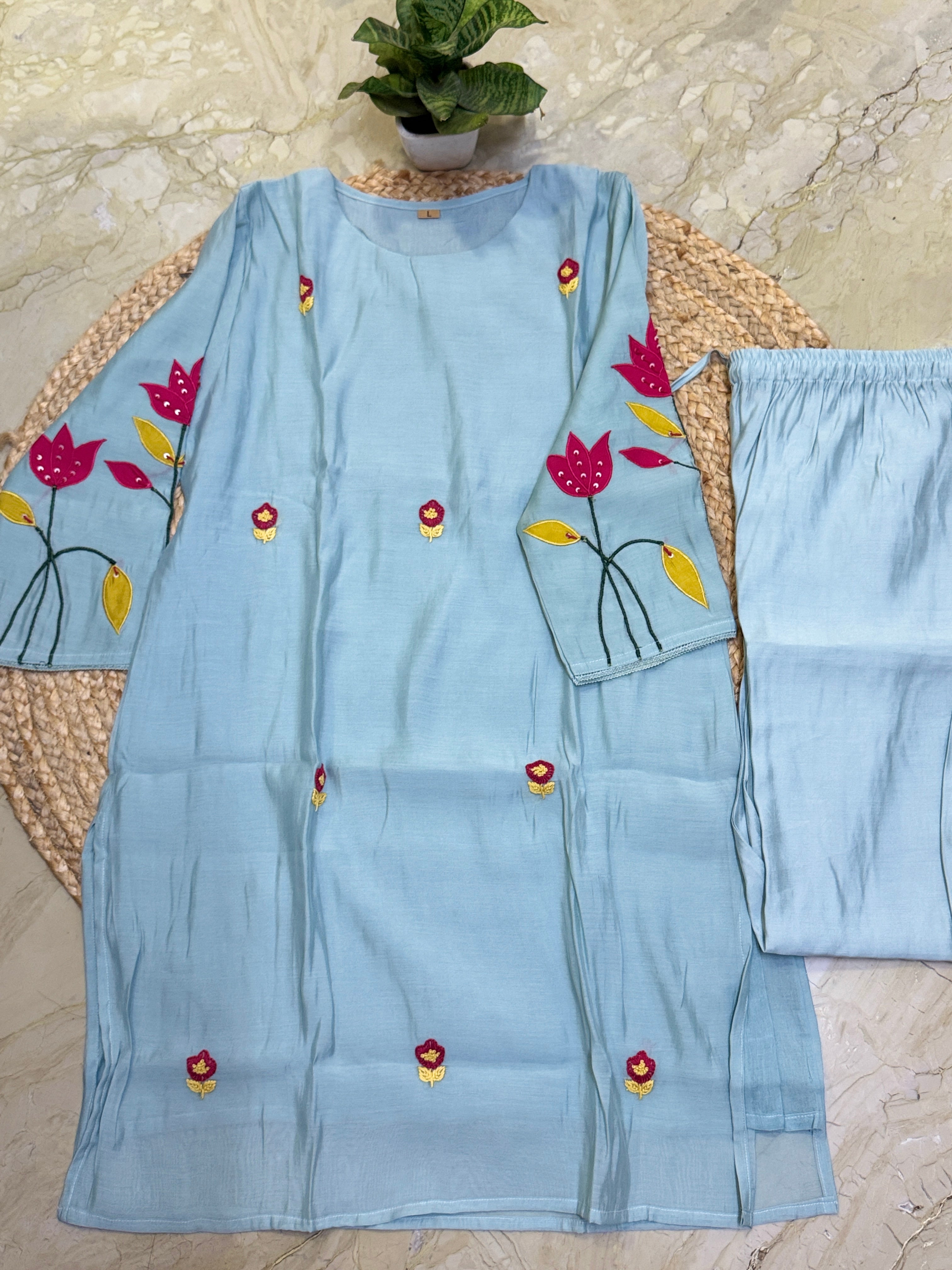 Pure muslin cotton silk cord set
