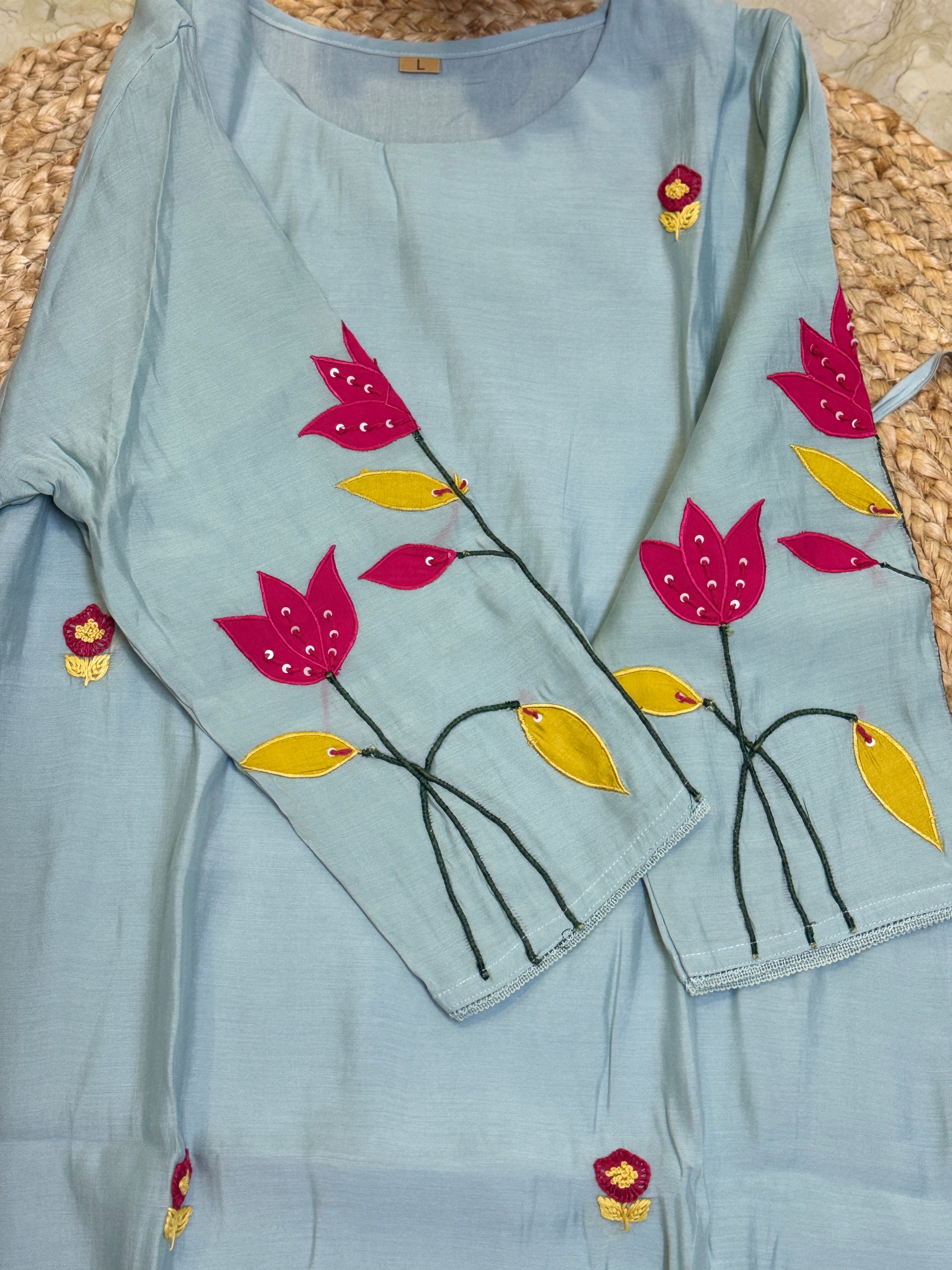 Pure muslin cotton silk cord set