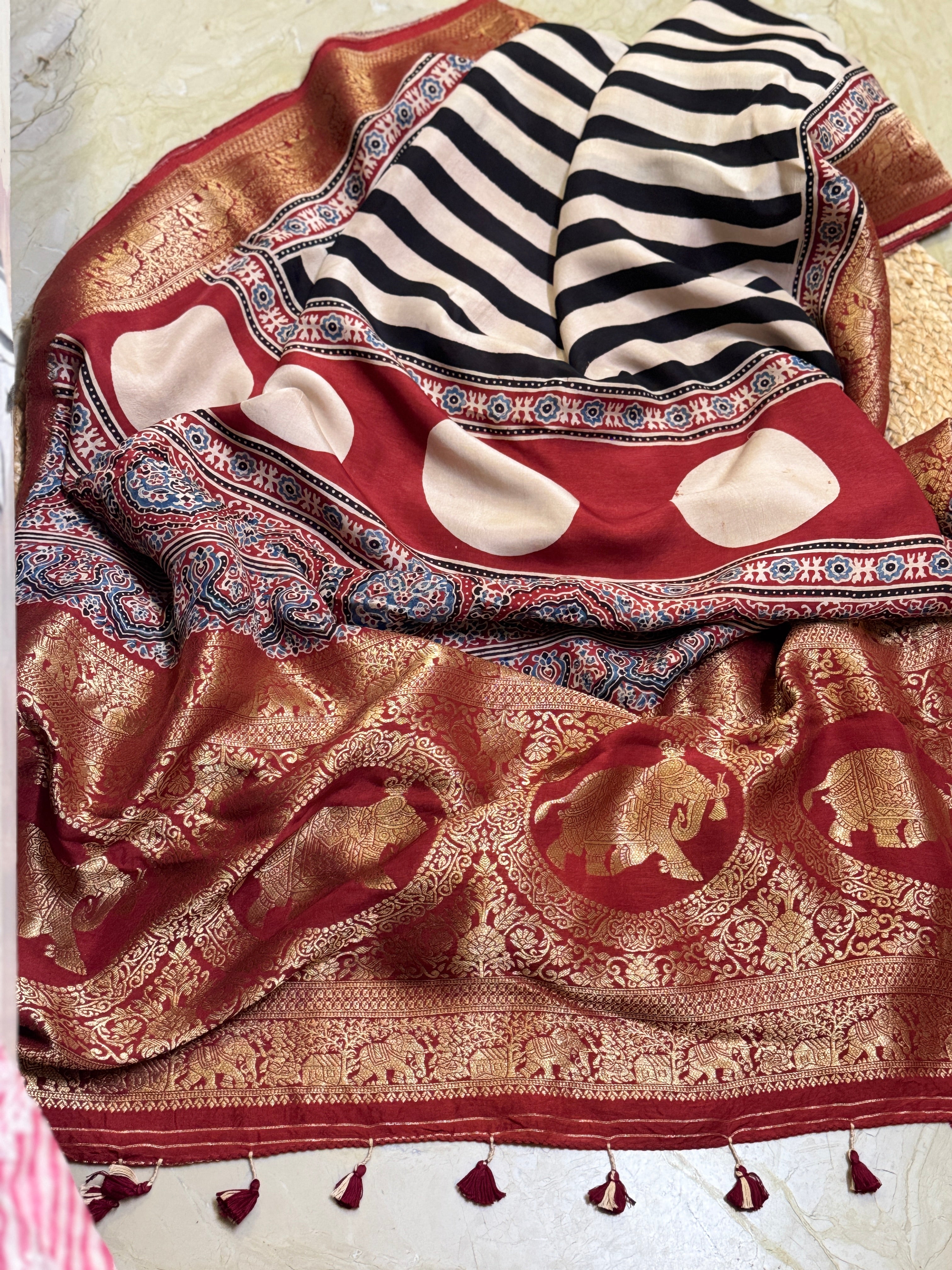 Premium Dolasilk Ajarakh saree