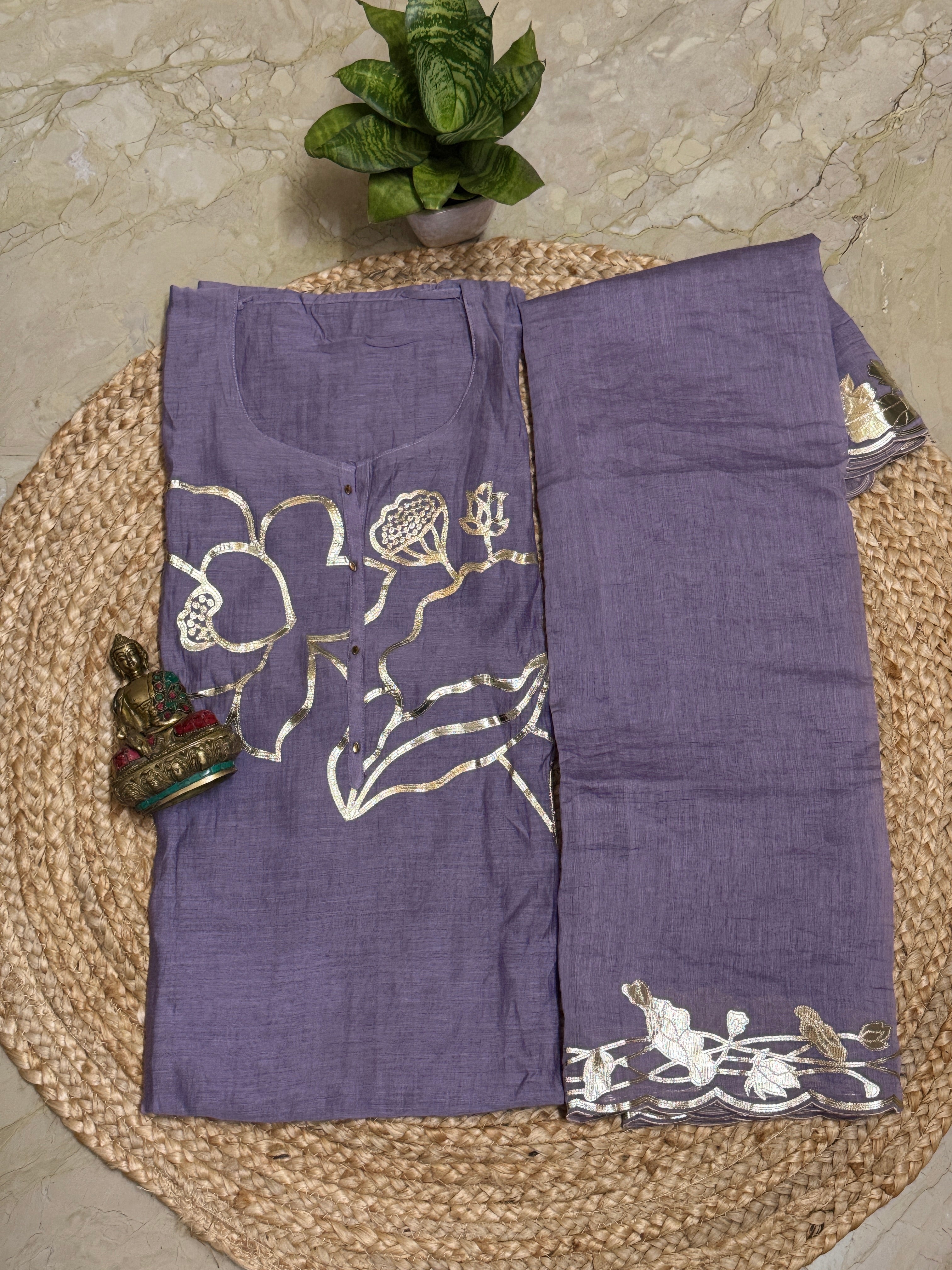 Mul Chanderi premium 3 piece suit