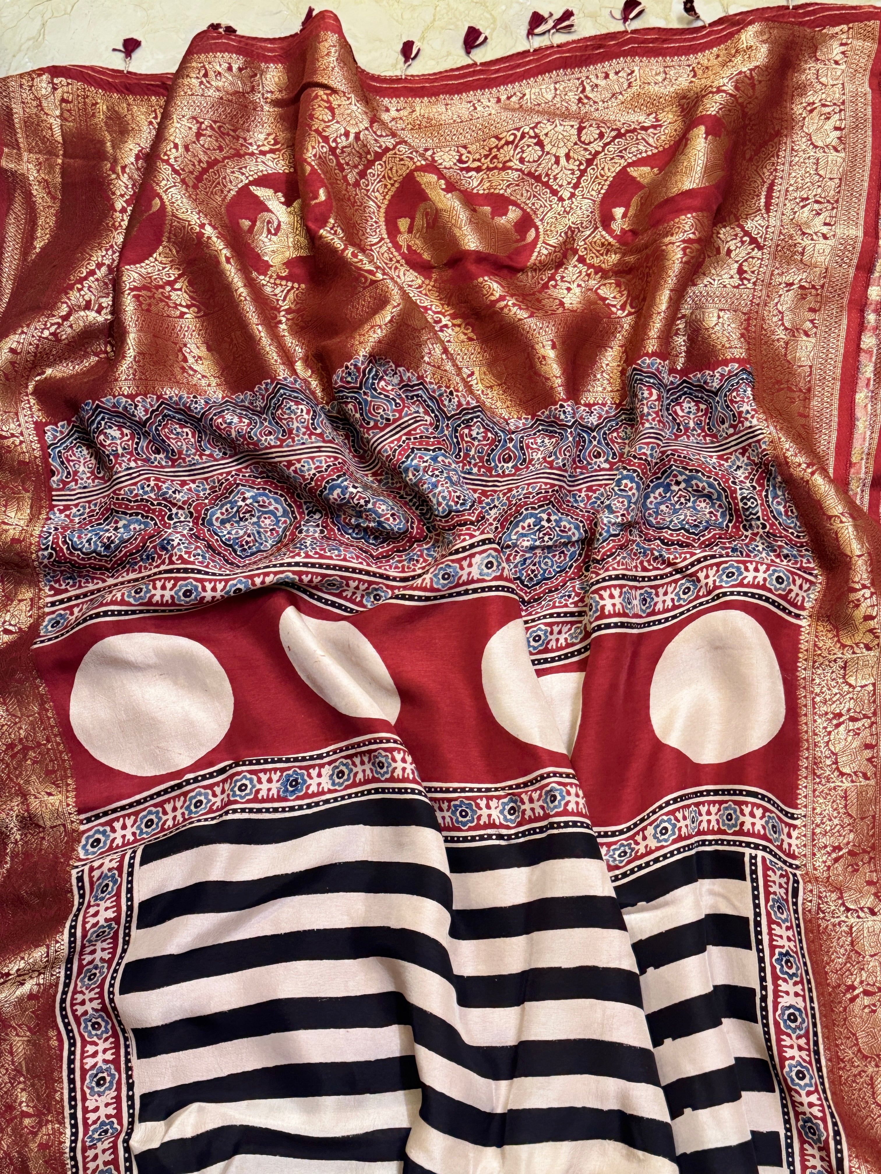 Premium Dolasilk Ajarakh saree