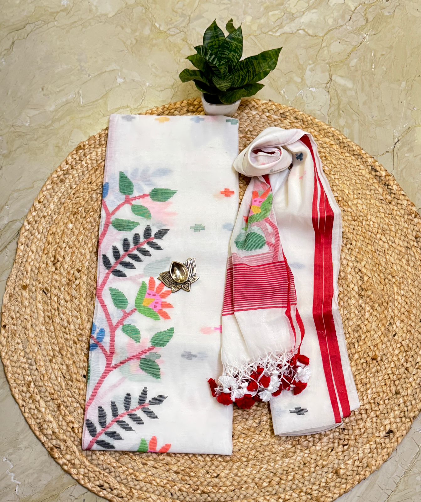 Muslin jamdani top dupatta