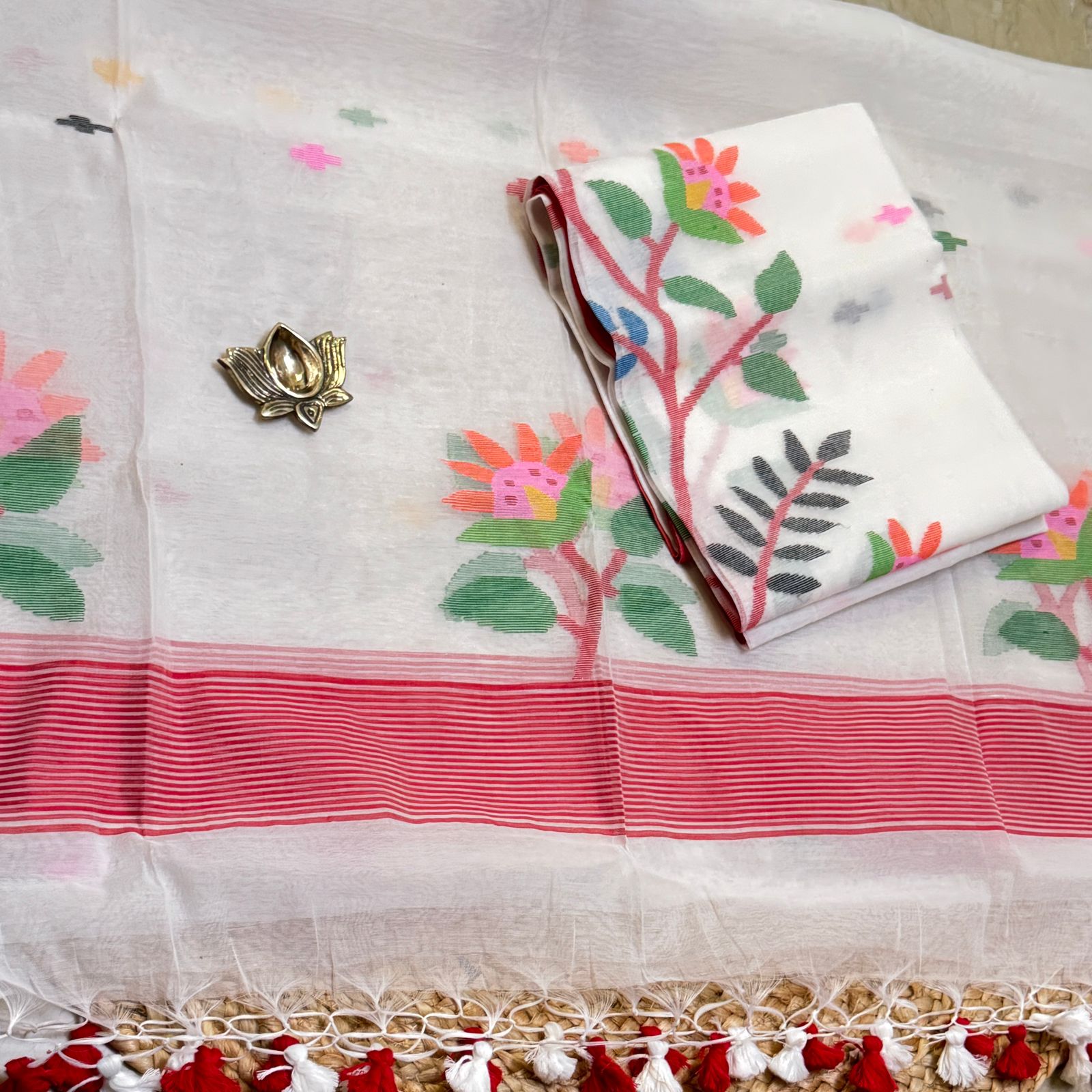 Muslin jamdani top dupatta