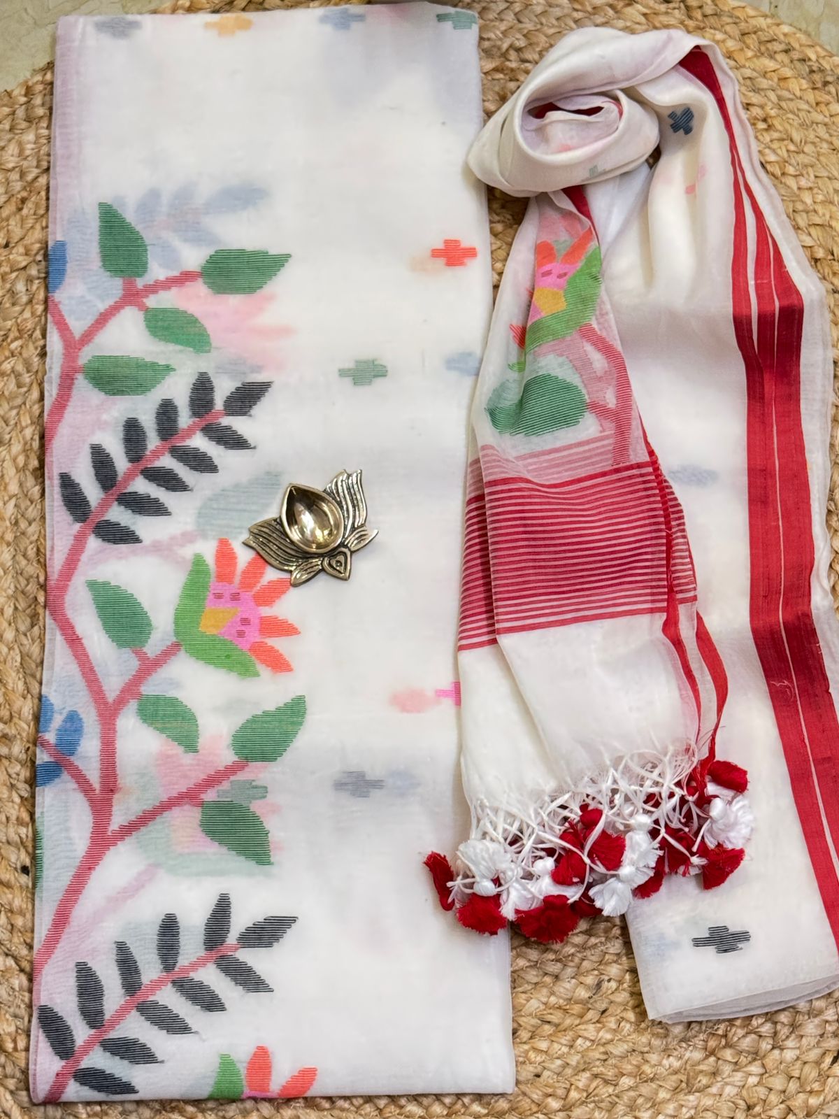 Muslin jamdani top dupatta