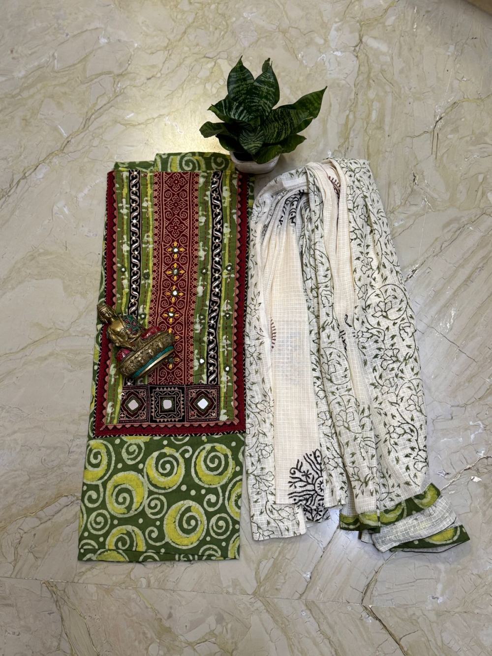 Semi tussar silk kurta with Kalamkari digital print dupatta