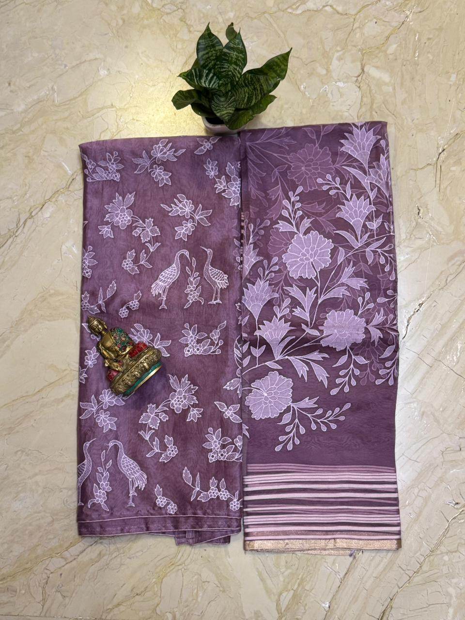 Pure Organza Silk Kurta with Appliqué Work, Organza Silk Dupatta & Cotton Silk Bottom – Feather Light Luxury