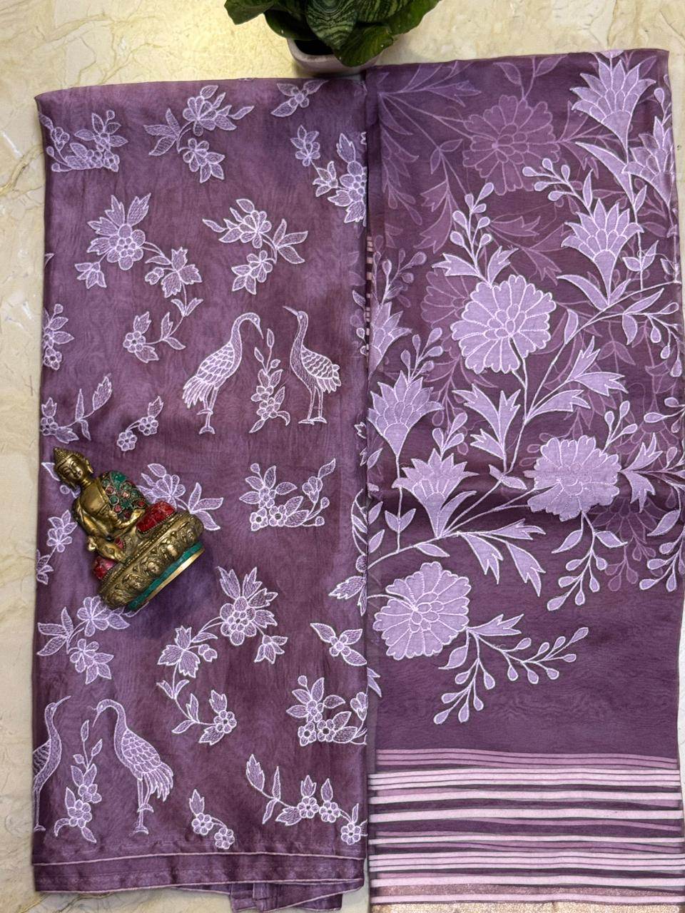 Pure Organza Silk Kurta with Appliqué Work, Organza Silk Dupatta & Cotton Silk Bottom – Feather Light Luxury
